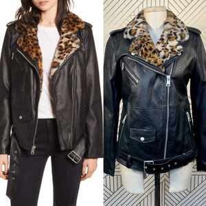 Levi's Faux‎ Leather Faux Fur Collared Moto Jacket